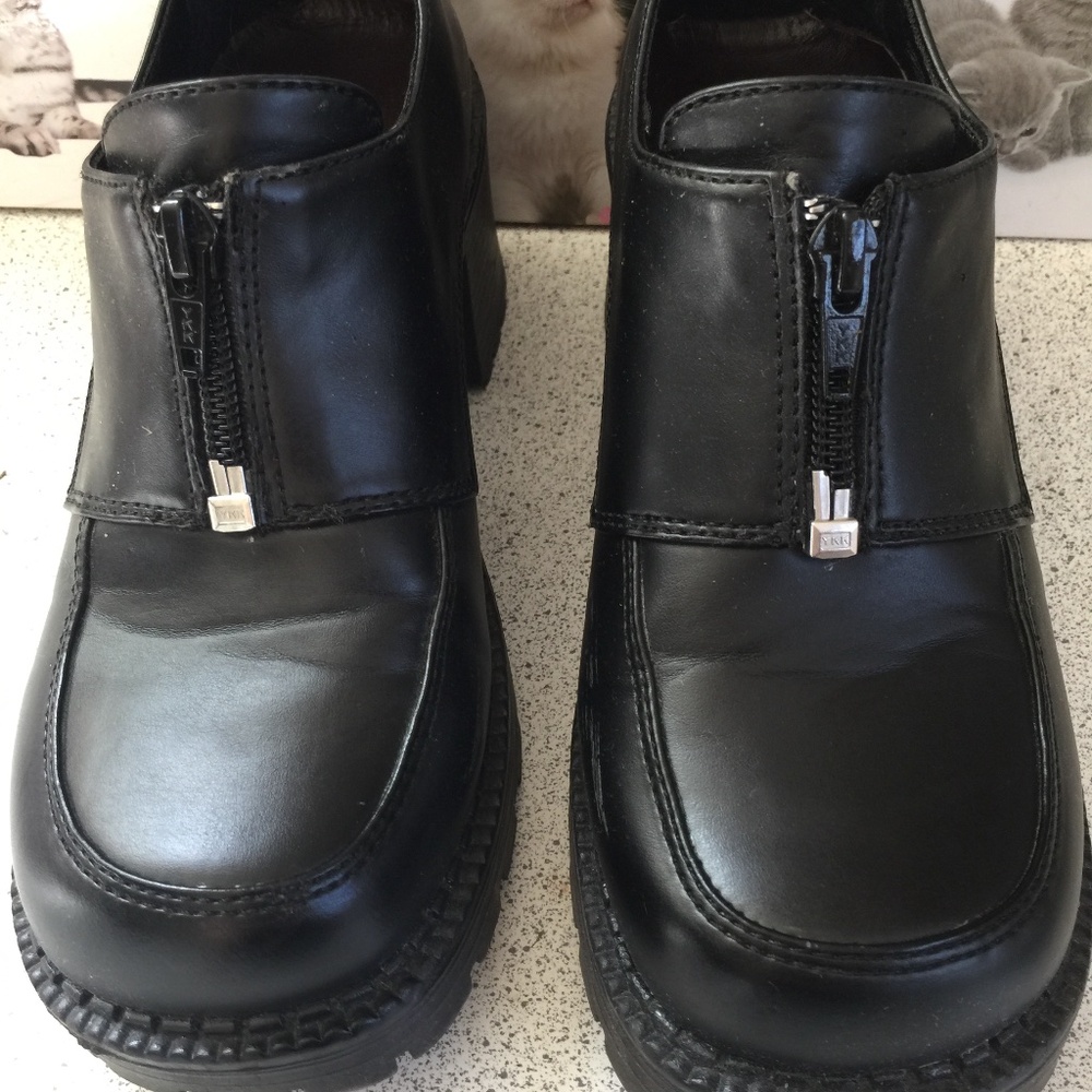 Zip platform lug sole oxfords